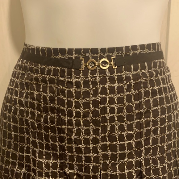 Brown/White Checkered Pleated Skirt - Picture 4 of 6